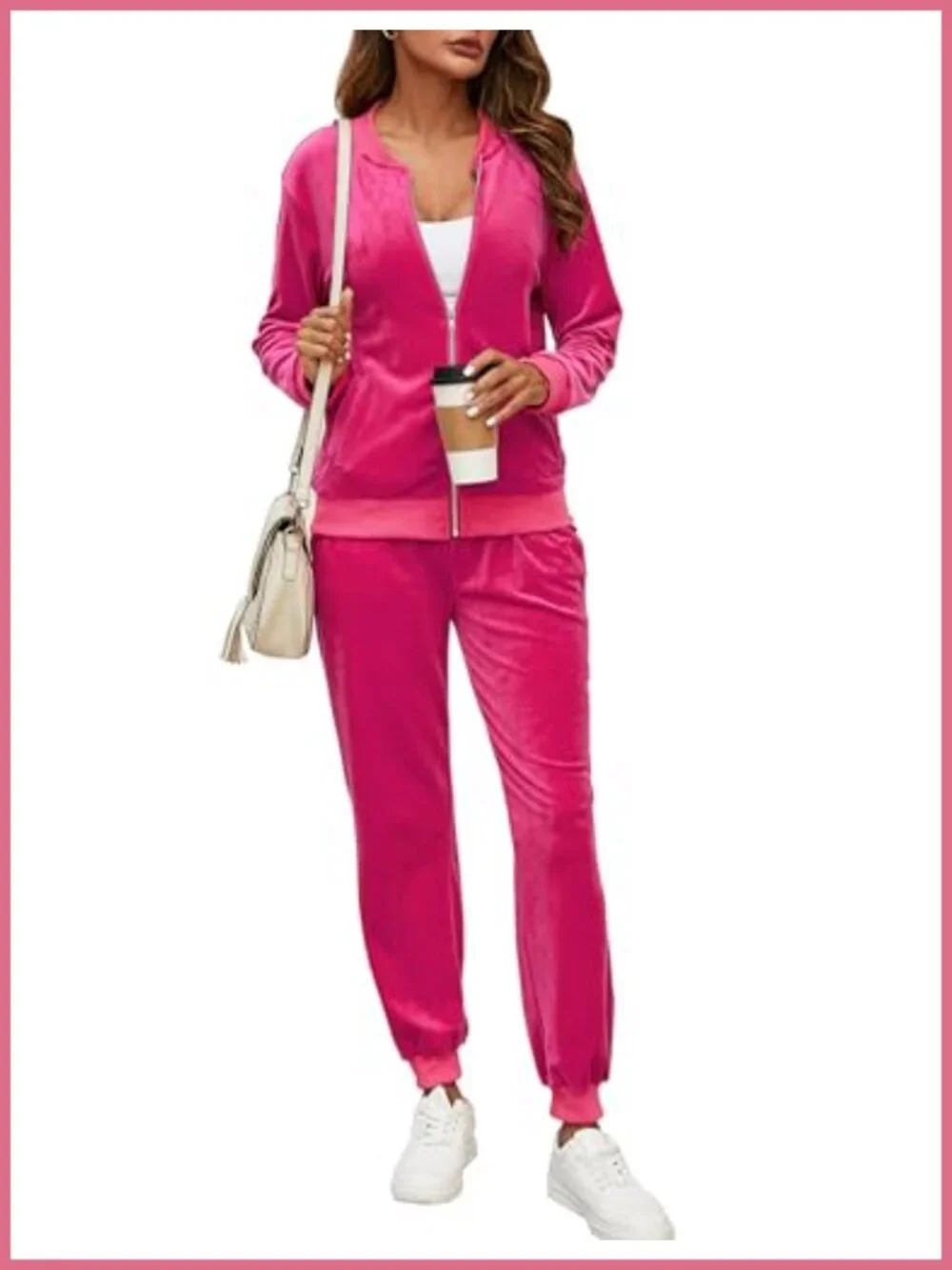 Women's Velour Tracksuit 2 Piece Full Zip Sweatsuit Jogger Set